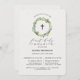 Elegant Greenery Eucalyptus First Communion Inbjudningar