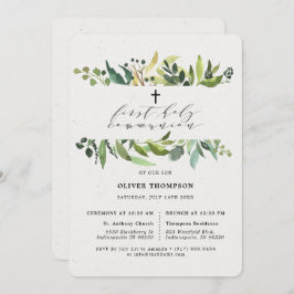 Elegant Greenery Eucalyptus First Communion Inbjudningar
