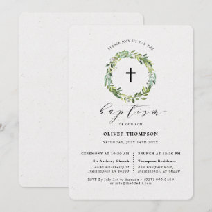 Elegant Greenery Eucalyptus Foliage Baptism Inbjudningar