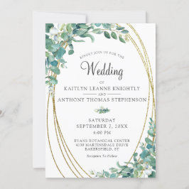 Elegant Greenery Eucalyptus Guld Bröllop Inbjudningar