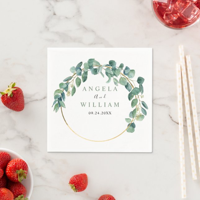 Elegant Greenery Eucalyptus Löv Bröllop Pappersservett (Insitu)