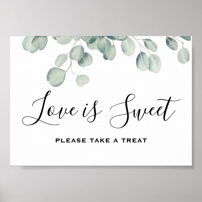 Elegant Greenery Eucalyptus Löv Bröllop Poster (Framsidan)