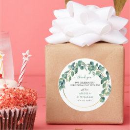 Elegant Greenery Eucalyptus Löv Bröllop Runt Klistermärke