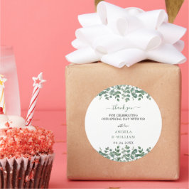 Elegant Greenery Eucalyptus Löv Bröllop Runt Klistermärke