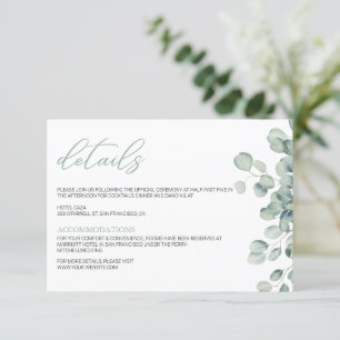 Elegant Greenery Eucalyptus Löv Bröllop Tilläggskort