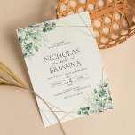 Elegant Greenery Eucalyptus Löv Rustic Bröllop Inbjudningar<br><div class="desc">Elegant Grey Eucalyptus Löv Rustic Wedding bjudation. Monogram designad längst bak.</div>