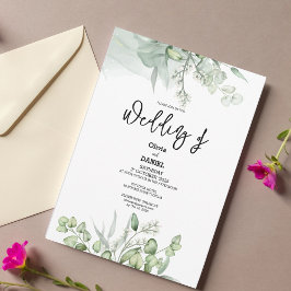 Elegant Greenery Eucalyptus Löv Rustic Bröllop Inbjudningar