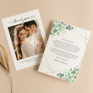Elegant Greenery Eucalyptus Löv Rustic Bröllop Tack Kort