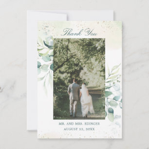 Elegant Greenery Eucalyptus Photo Bröllop Tack Kort