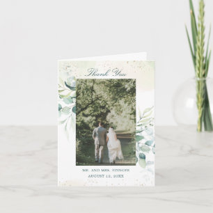 Elegant Greenery Eucalyptus Photo Bröllop Tack Kort
