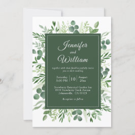 Elegant Greenery Eucalyptus Rustic Bröllop Inbjudningar