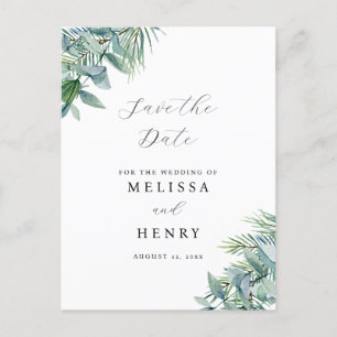Elegant Greenery Eucalyptus Spara datum vykort