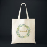Elegant Greenery Eucalyptus Utandning Tag Bag Tygkasse<br><div class="desc">En elegant,  botanisk eukalyptus,  kranssäck. Anpassa den för dig själv eller för en gåva. Designad av Blackberry Boulevard.</div>