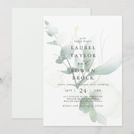 Elegant Greenery Faded Bröllop Inbjudningar