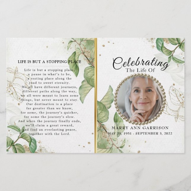 Elegant Greenery Firande of Life Programme (Framsida)