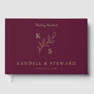 Elegant Greenery Floral Wedding Logo Monogram Gästböcker