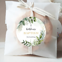 Elegant Greenery Foliage Baptism Gåvor Etiketter