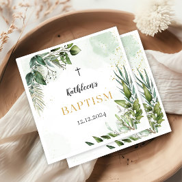 Elegant Greenery Foliage Baptism Pappersservett