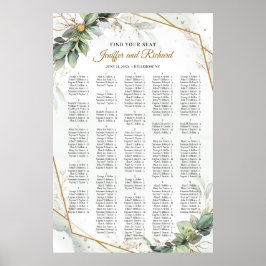 Elegant greenery foliage faux guld Alfabetisk Poster