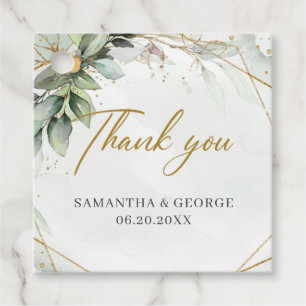 Elegant greenery foliage faux guld geometric gåvor etiketter