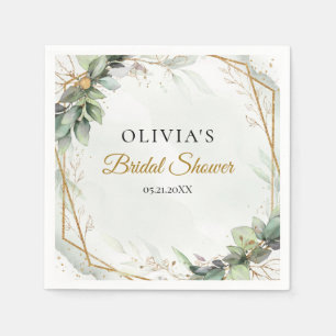 Elegant greenery foliage faux guld möhippa pappersservett