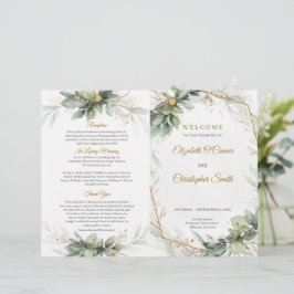 Elegant greenery foliage faux guld ram Ceremony