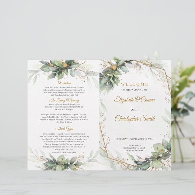 Elegant greenery foliage faux guld ram Ceremony (Stående Fram)