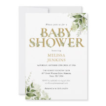 Elegant Greenery Foliage Guld Brev Baby Shower