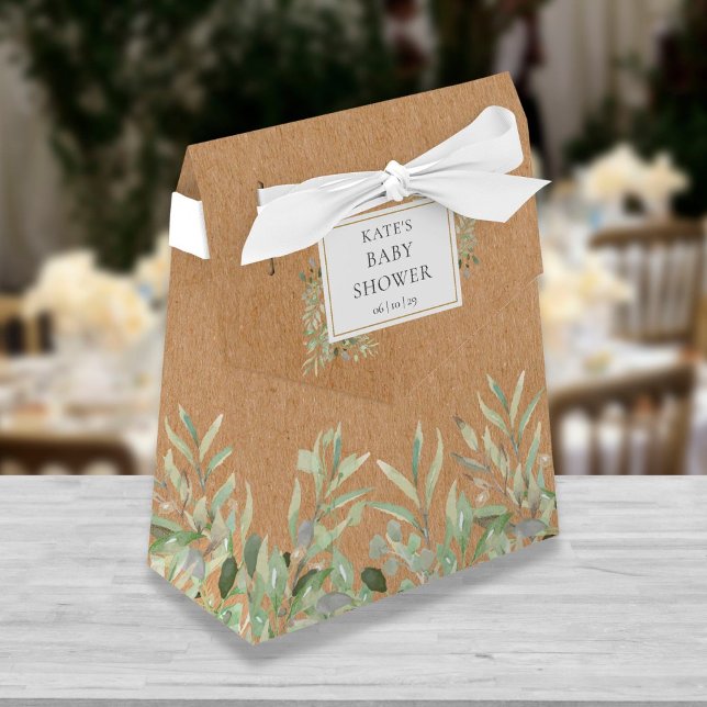 Elegant Greenery Foliage Rustic Kraft Baby Shower Presentaskar (Skapare uppladdad)