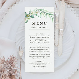 Elegant Greenery Foliage Wedding Dinner Meny