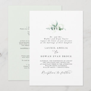 Elegant Greenery Formal Bröllop Inbjudningar