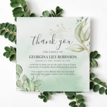 Elegant Greenery Funeral Gratitude