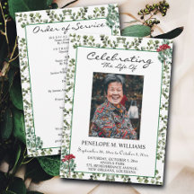 Elegant Greenery Funeral Order Program