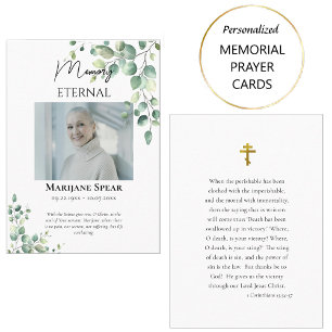 Elegant Greenery Funeral Orthodox Prayer Card Placeringskort