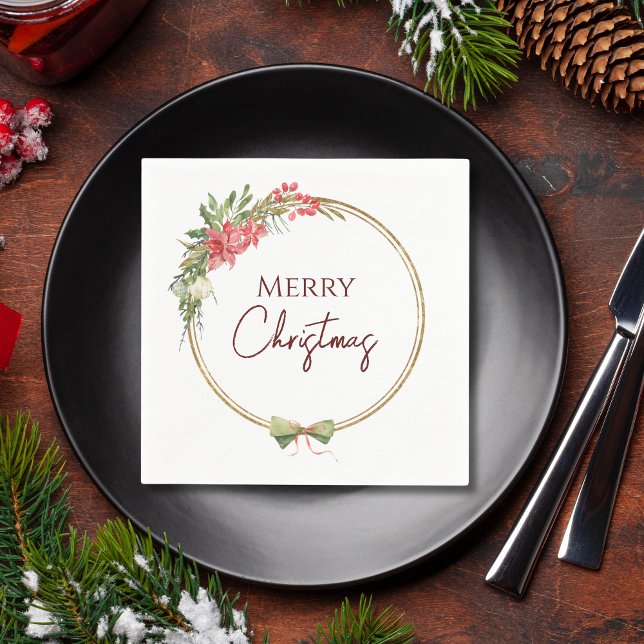 Elegant Greenery Golden Circle med stränder Pappersservett (Skapare uppladdad)