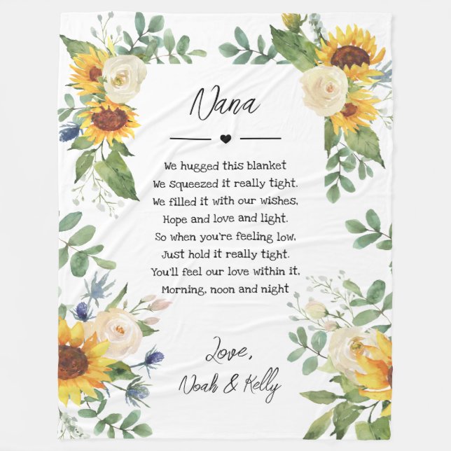 Elegant Greenery Grandma Nana Grandchildren Quote Fleecefilt (Framsidan)