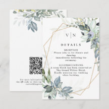 Elegant Greenery Grönt & Guld QR-kod Bröllop