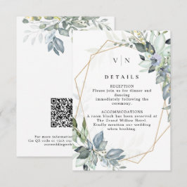 Elegant Greenery Grönt & Guld QR-kod Bröllop Tilläggskort