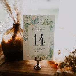Elegant Greenery Guld Bröllop Bordsnummer