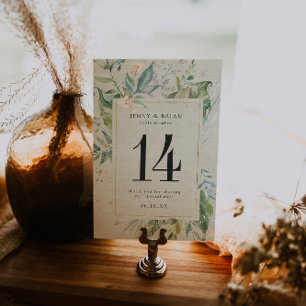 Elegant Greenery Guld Bröllop Bordsnummer