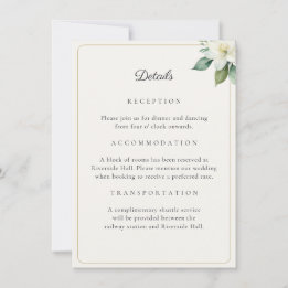 Elegant Greenery Guld Bröllopsdetaljer QR-kod Kort