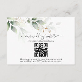 Elegant Greenery Guld Eucalyptus QR Code Bröllop Tilläggskort