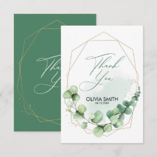 Elegant greenery guld linjer eucalyptus bröllop tack kort