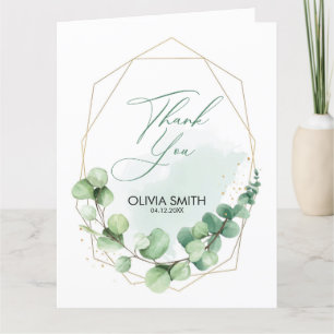 Elegant greenery guld linjer eucalyptus bröllop th tack kort