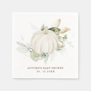 Elegant Greenery Guld Pumpkin Fall Baby Shower Pappersservett