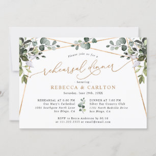 Elegant Greenery Guld Rehearsal Dinner Inbjudningar