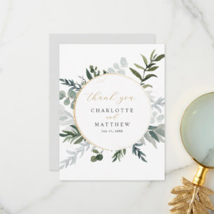 Elegant Greenery Guld Tack Kort