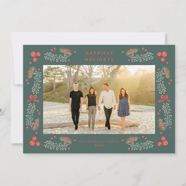 Elegant Greenery Helgdag Helgdag Card Julkort (Framsida)