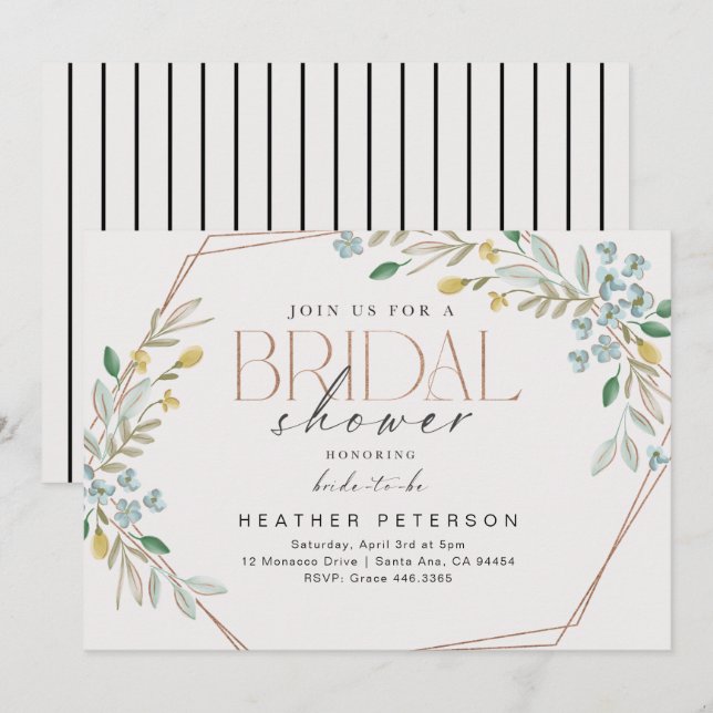 Elegant Greenery Inbjudningar (Fram/baksida)