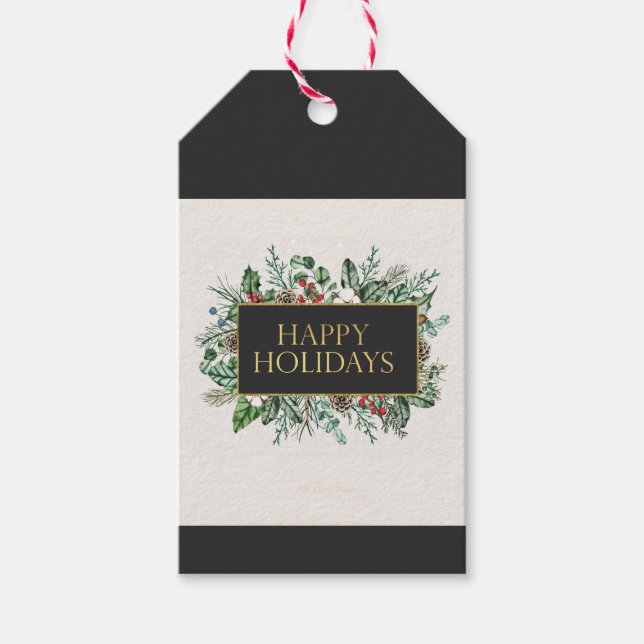 Elegant Greenery jul Gift Märkre Presentetikett (Framsidan)